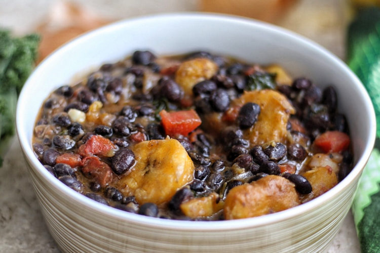 Black beans and plantain stew