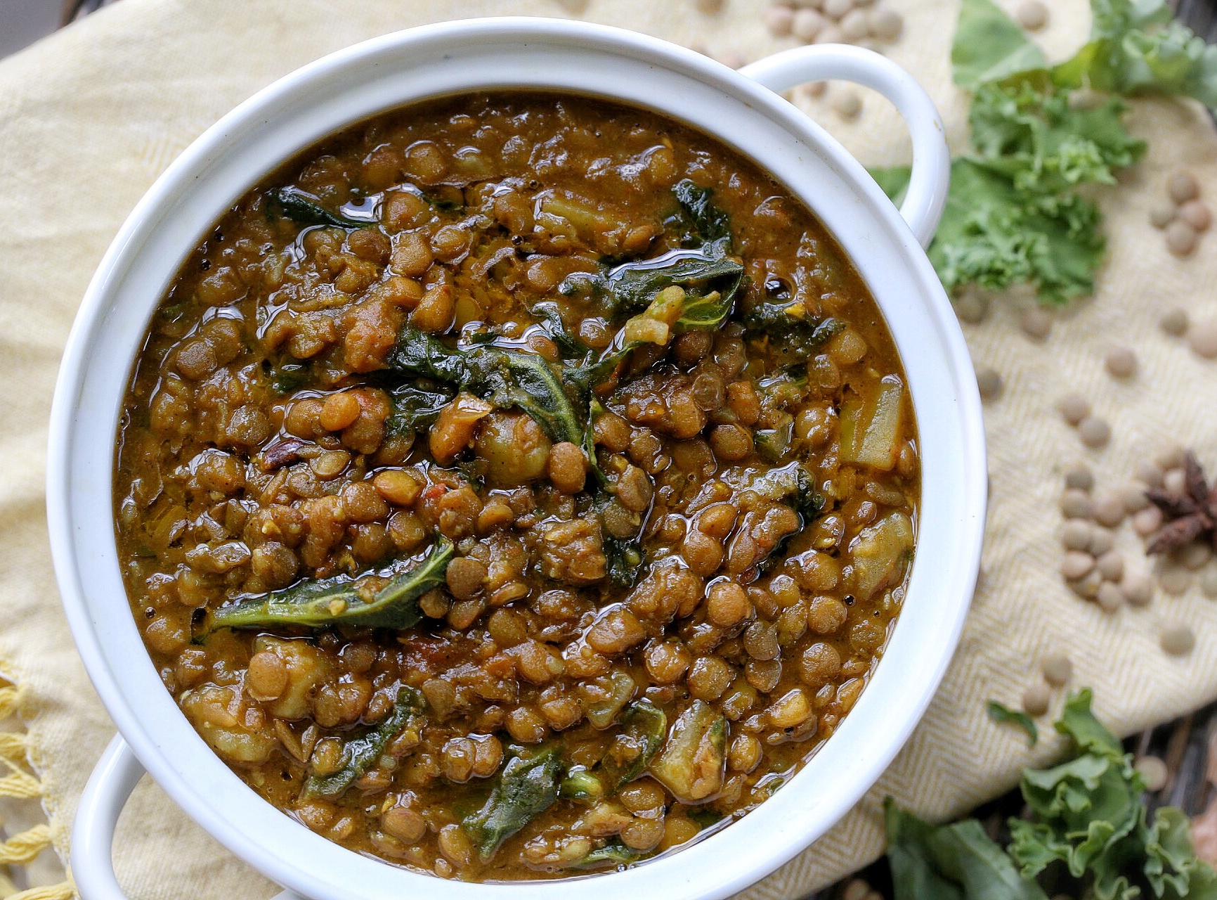 Potato lentil soup with kale