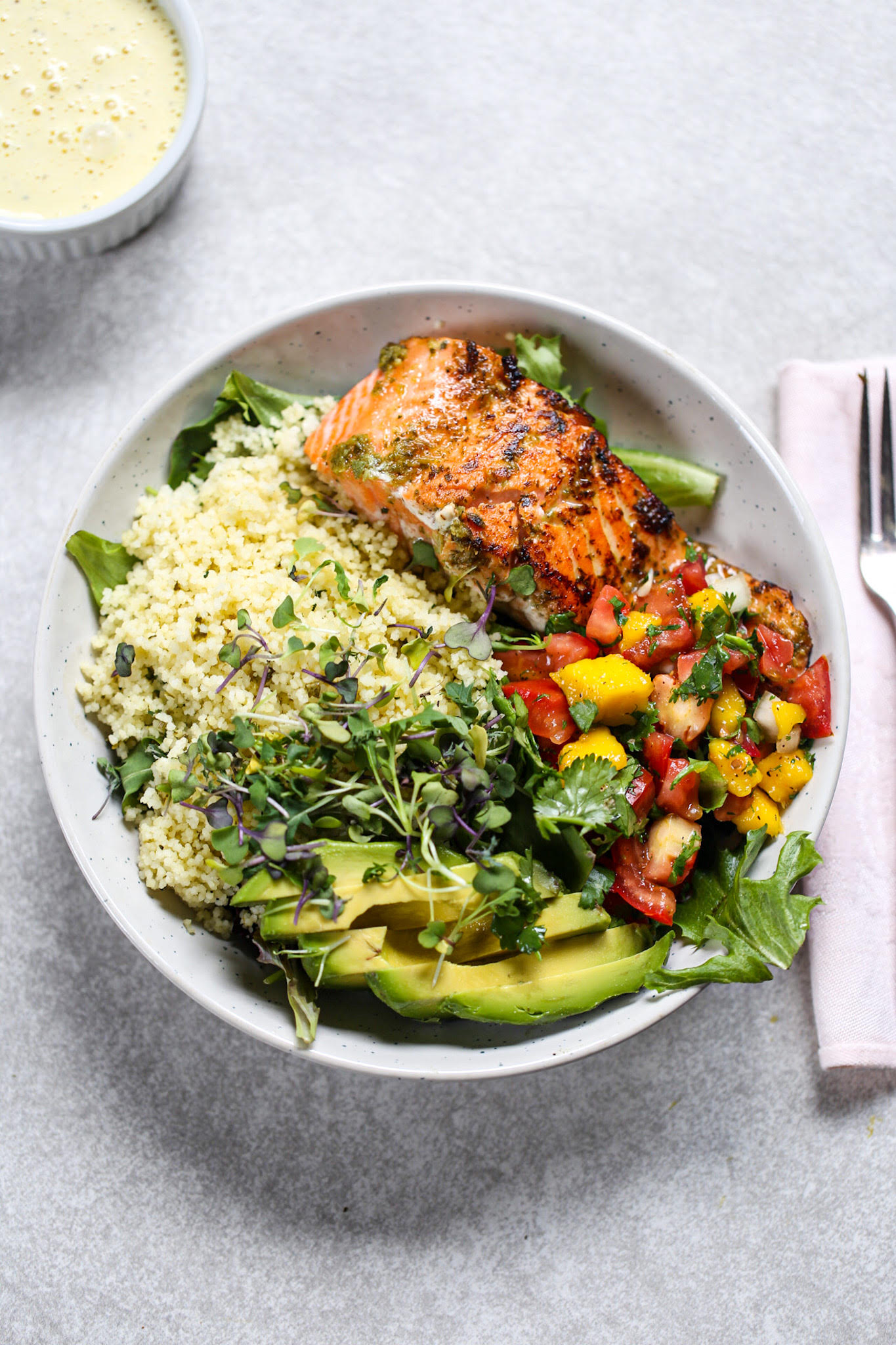 Cilantro Lime Salmon and Couscous Salad bowl - AFROVITALITYEATS