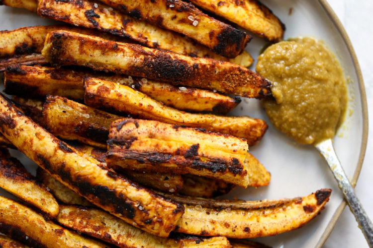 baked sweet plantain wedges