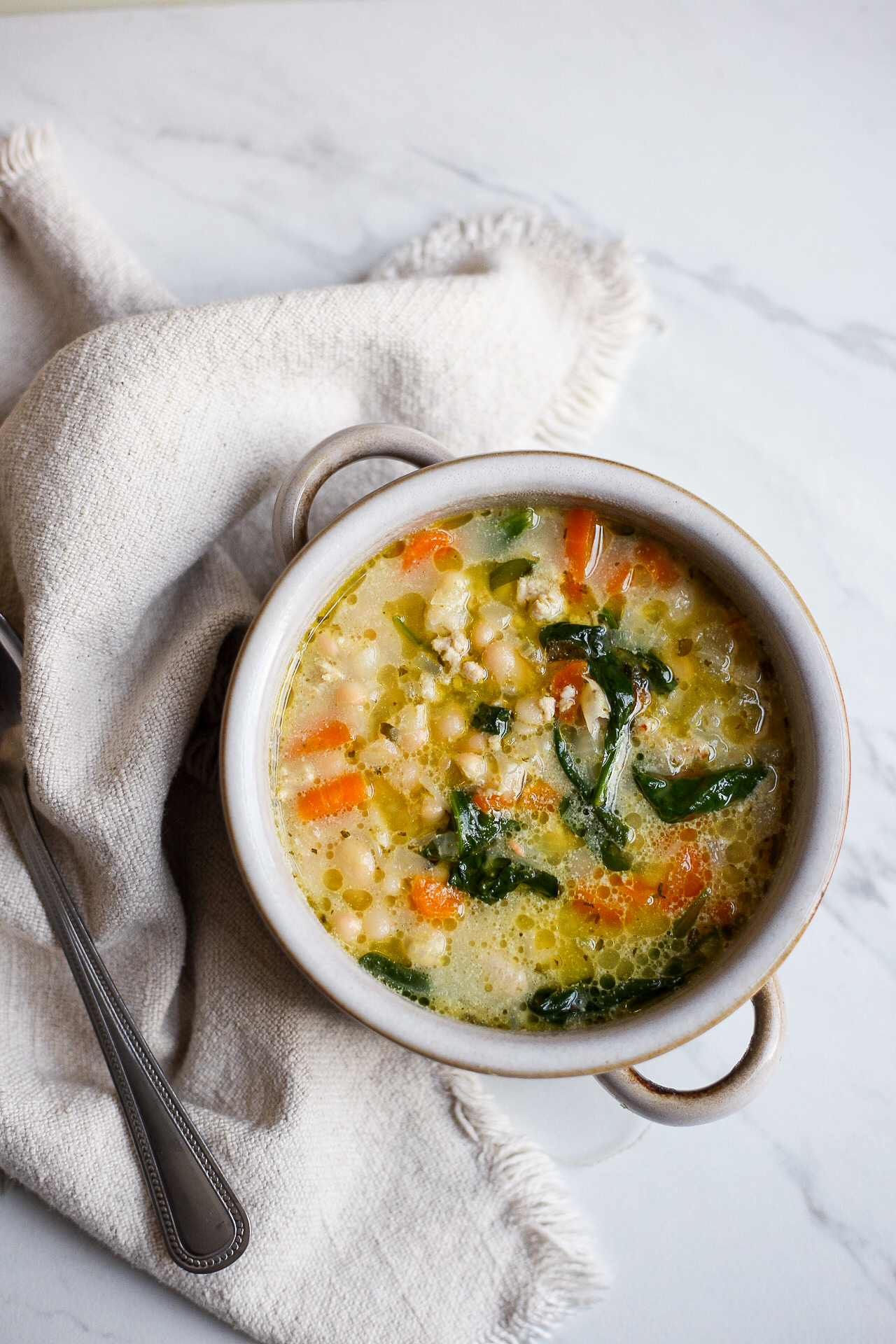 White bean ground turkey soup